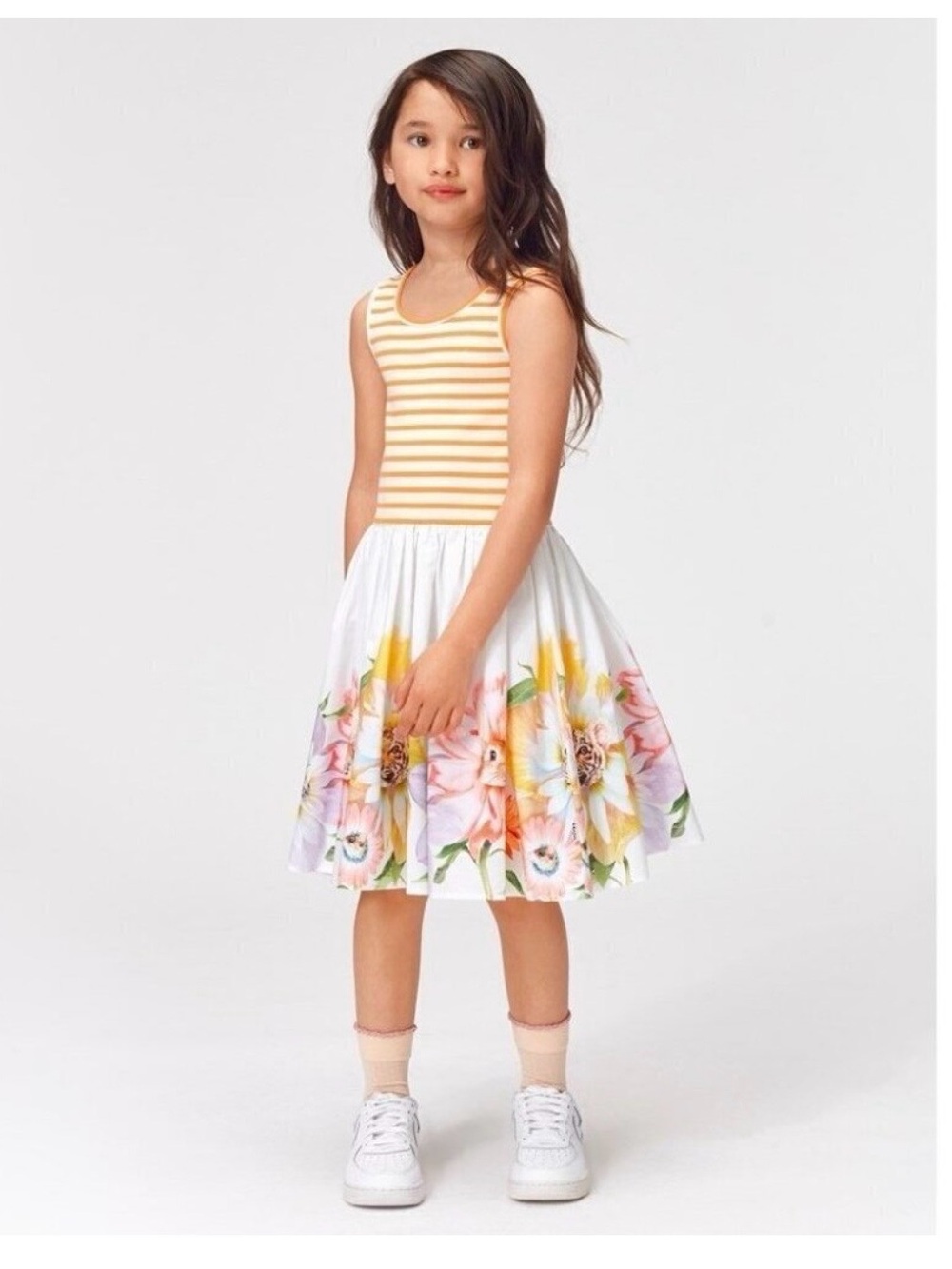 Molo Orange & White Striped Sleeveless dress 9/10Y